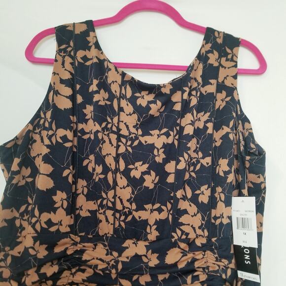 NWT -Perceptions Womens Career Casual Sleeveless Floral Midi Fit & Flare Size 1X - Picture 2 of 10